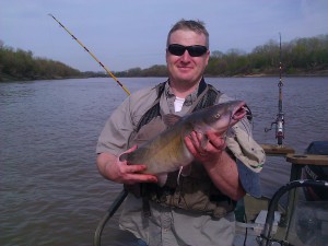 Alex and a 12# Kaw river channel dog